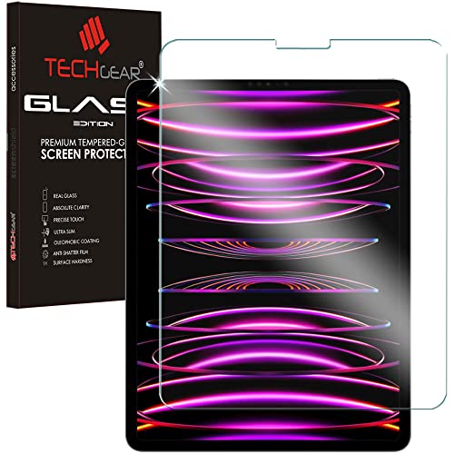 TECHGEAR Glas Schutzfolie Kompatible mit iPad Pro 12.9 2022/2021/2020, Displayschutz folie aus gehärtetem Glass [9H Härte] [Crystal] kompatibel mit iPad Pro 12,9 6. 5. 4. 3. Generation von TECHGEAR