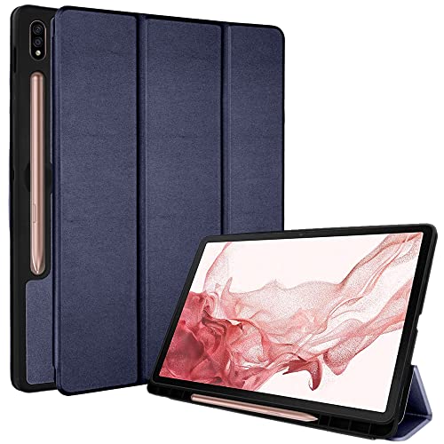 TECHGEAR Hülle Kompatibel mit Samsung Galaxy Tab S8 11,0 Zoll (SM-X700 / SM-X706), Ultra Dünn Hülle mit Ständer und Auto Schlaf/Wach Funktion, Slim Pu Leder Smart Case Tab S8 2022, Blau von TECHGEAR