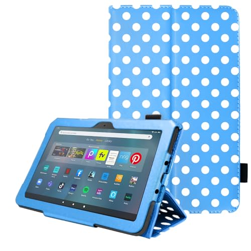 TECHGEAR Hülle für Neue Fire Max 11 Tablette (13. Generation) PU Leder Slim Hülle mit Ständer und Handschlaufe [Auto Schlaf/Wach] Schutzhülle Tasche für Amazon Fire Max 11 2023 - Blauer Tupfen von TECHGEAR