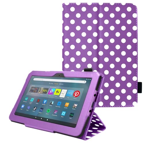 TECHGEAR Hülle für Neue Fire Max 11 Tablette (13. Generation) PU Leder Slim Hülle mit Ständer und Handschlaufe [Auto Schlaf/Wach] Schutzhülle Tasche für Amazon Fire Max 11 2023 - Lila Tupfen von TECHGEAR