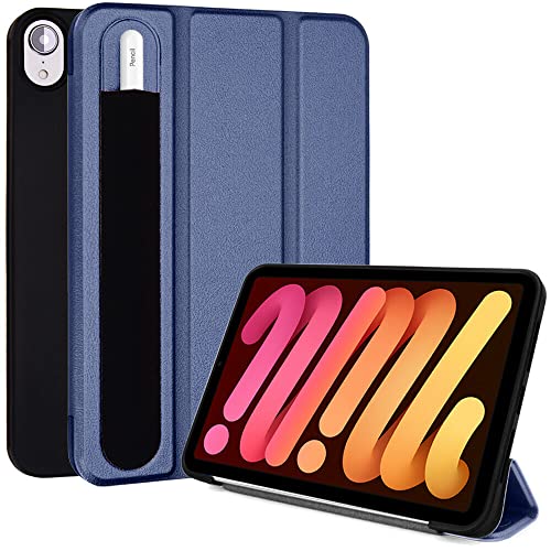 TECHGEAR Hülle iPad Mini 6 2021 6. Generation (8.3 Zoll) [Apple-Bleistift-kompatibel] Smart Schlanke Trifold Stand Schutzhülle mit Eckenschutz [Automatische Ruhe/Aufwachfunktion] - Marine von TECHGEAR