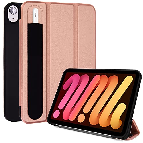 TECHGEAR Hülle iPad Mini 6 2021 6. Generation (8.3 Zoll) [Apple-Bleistift-kompatibel] Smart Schlanke Trifold Stand Schutzhülle mit Eckenschutz [Automatische Ruhe/Aufwachfunktion] - Rosé Gold von TECHGEAR