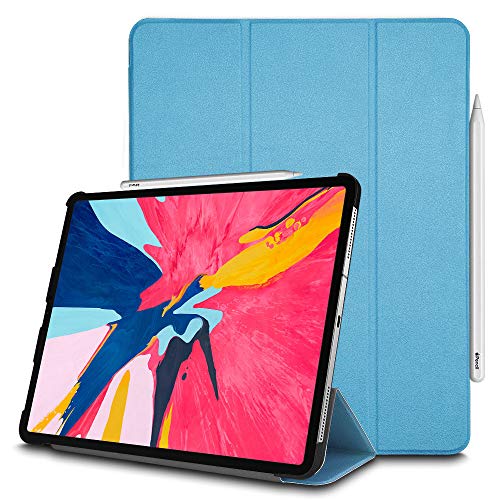 TECHGEAR Hülle iPad Pro 12.9 Zoll 2018 3. Gen [Bleistift-kompatibel] Smart Schlanke Trifold Stand Schutzhülle mit Eckenschutz [Automatische Ruhe/Aufwachfunktion] iPad 12.9 2018 NUR - Hellblau von TECHGEAR