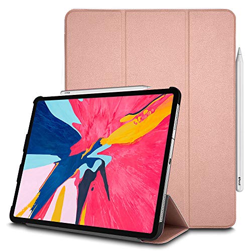 TECHGEAR Hülle iPad Pro 12.9 Zoll 2018 3. Gen [Bleistift-kompatibel] Smart Schlanke Trifold Stand Schutzhülle mit Eckenschutz [Automatische Ruhe/Aufwachfunktion] iPad 12.9 2018 NUR - Rose Gold von TECHGEAR