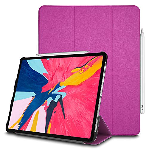 TECHGEAR Hülle iPad Pro 12.9 Zoll 2018 3. Gen [Bleistift-kompatibel] Smart Schlanke Trifold Stand Schutzhülle mit Eckenschutz [Automatische Ruhe/Aufwachfunktion] iPad 12.9 2018 NUR - Violett von TECHGEAR