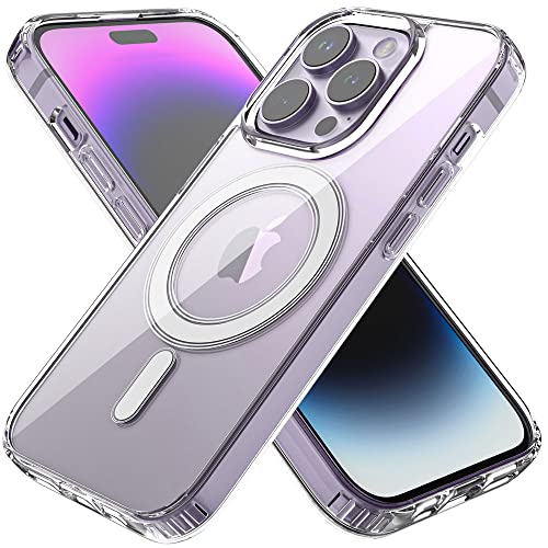 TECHGEAR Hülle iPhone 14 Pro Magnetisch [Fusion HD Case] Kompatibel mit MagSafe - Stoßfest, Leicht, Schützend Harte Rückenhülle [PC Back] Silikon Bumper hülle transparent Kompatibel mit iPhone 14 Pro von TECHGEAR