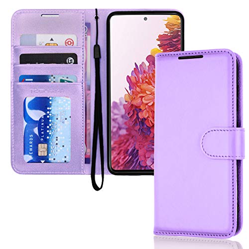 TECHGEAR Leder Hülle Galaxy S20 FE, PU Leder Flip Case Schutzhülle Ledertasche [Brieftasche] Handyhülle mit Ständer und Handschlaufe Beutel kompatibel mit Samsung Galaxy S20 FE Fan Edition - Lavendel von TECHGEAR