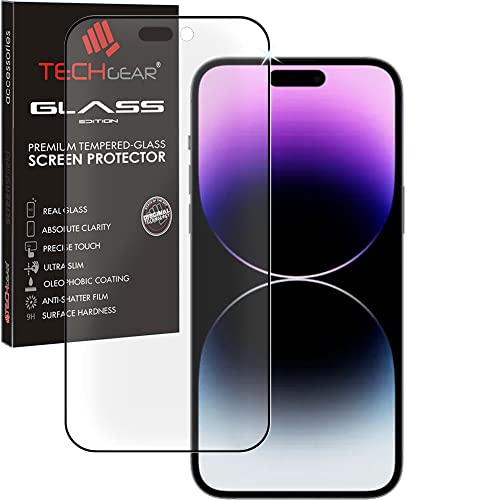 TECHGEAR Matt Glas für iPhone 14 Pro, Folie Blendschutz Anti Glare 3D Auflage Full Screen Displayschutzfolie [Vollbildschirm] Matte Schutzfolie kompatibel mit iPhone 14 Pro von TECHGEAR