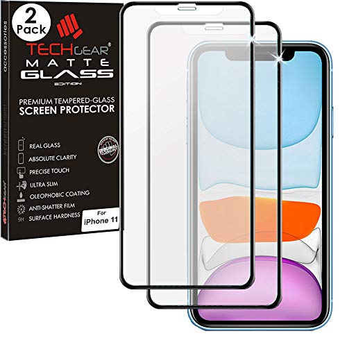 TECHGEAR Matt Schutzfolie kompatibel mit iPhone 11 - [2 Stück] Blendschutz/Anti Glare 3D Schutzfolie Auflage - Full screen [Vollbild Abdeckung Glas] Matte Schutzfolie von TECHGEAR