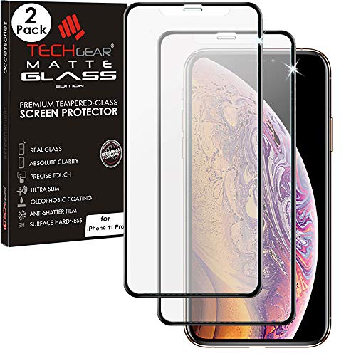 TECHGEAR Matt Schutzfolie kompatibel mit iPhone 11 Pro - [2 Stück] Blendschutz/Anti Glare 3D Schutzfolie - Full screen [Vollbild Abdeckung Glas] Matte Schutzfolie von TECHGEAR