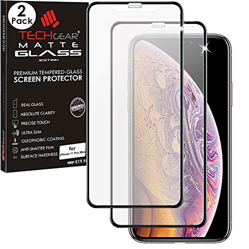 TECHGEAR Matt Schutzfolie kompatibel mit iPhone 11 Pro Max - [2 Stück] Blendschutz/Anti Glare 3D Schutzfolie - Full screen [Vollbild Abdeckung Glas] Matte Schutzfolie von TECHGEAR