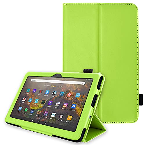 TECHGEAR Neue Fire HD 10 / HD 10 Plus Hülle - PU Leder Slim Hülle mit Ständer, Handschlaufe [Auto Schlaf/Wach] Schutzhülle Tasche für Amazon Fire HD10, HD 10 Plus (11. / 13. Generation 2023/2021) von TECHGEAR