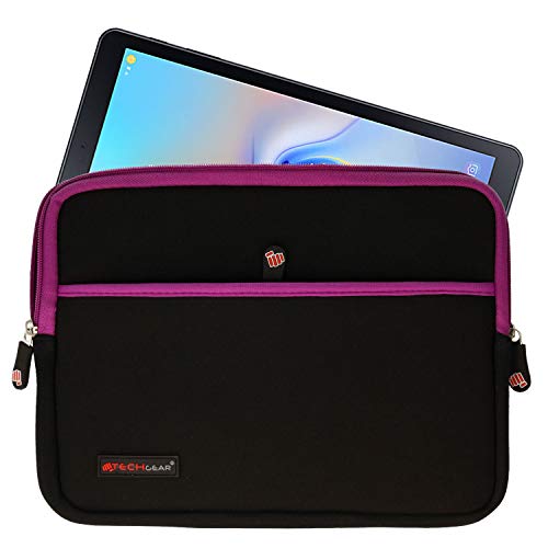 TECHGEAR Pro Sleeve [10] Schmale Schutzhülle aus Neopren mit Reißverschluss und Anti-Shock Bubble-Innenausstattung für Samsung Galaxy Tab A 10.1 T580, Tab A 10.5 T590, Tab S4 10.5, Tab S3 S2 - Violett von TECHGEAR