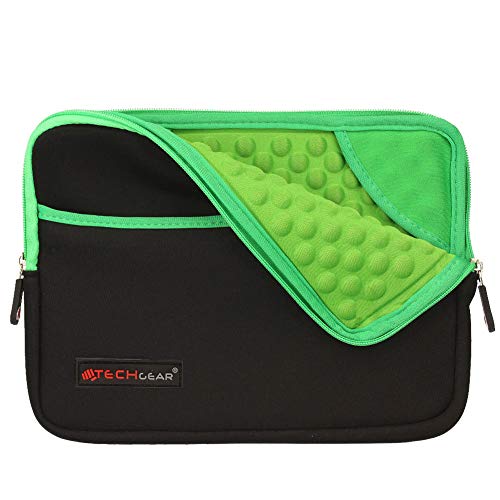TECHGEAR Pro Sleeve [10] Schutzhülle aus Neopren mit Reißverschluss & Anti-Shock Bubble-Innenausstattung für iPad Mini 4, 3, 2, 1, Samsung Tab 8,0, Iconia 8,0, Asus MeMo Pad 8, ZenPad 8 -Grün von TECHGEAR