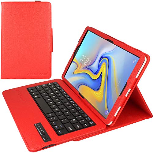 TECHGEAR QWERTY UK English Tastatur Schutzhülle für Samsung Galaxy Tab A 10.5" (SM-T590 / SM-T595), PU-Leder, mit integrierter Abnehmbarer Bluetooth-Tastatur und Ständer von TECHGEAR