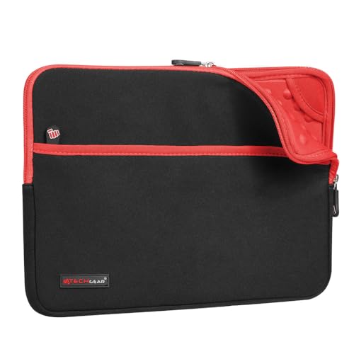 TECHGEAR Schmale Schutzhülle aus Neopren mit Reißverschluss und Anti-Shock Bubble-Innenausstattung für iPad Pro 12.9", Samsung Pro 12.2, Book 12", Microsoft Surface Pro 2017/4/3/2 - Rot von TECHGEAR