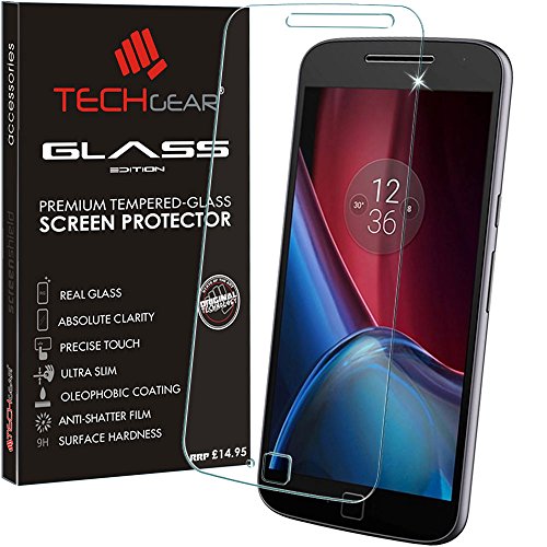 TECHGEAR Schutzfolie kompatibel mit Moto G4 Plus (XT1644) - Schutzfolie Glas Anti-Kratzer Schutzabdeckung von TECHGEAR