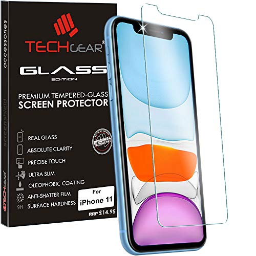 TECHGEAR Schutzfolie kompatibel mit iPhone 11 - Displayschutzfolie aus gehärtetem Glas (2.5D Runde Kante) [9H Härte] [Crystal Clarity] [Kratzfest] [Nein-Bläschen] kompatible mit iPhone 11 von TECHGEAR