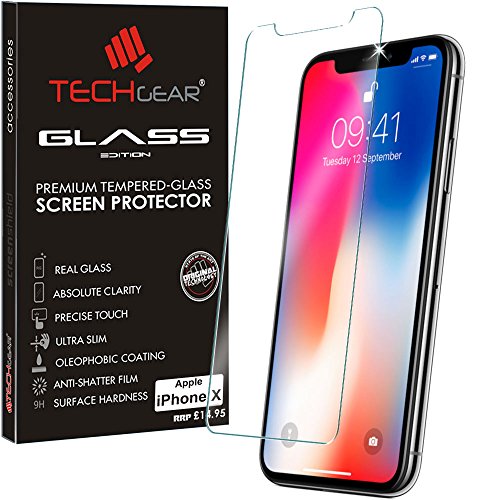 TECHGEAR Schutzfolie kompatibel mit iPhone 11 Pro, iPhone Xs, X - Schutzfolie Glas Anti-Kratzer Schutzabdeckung kompatibel mit iPhone 11 Pro, iPhone Xs, X von TECHGEAR