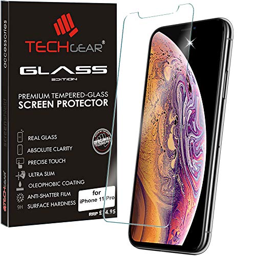 TECHGEAR Schutzfolie kompatibel mit iPhone 11 Pro - Displayschutzfolie aus gehärtetem Glas (2.5D Runde Kante) [9H Härte] [Crystal Clarity] [Kratzfest] [Nein-Bläschen] kompatible mit iPhone 11 Pro 5,8 von TECHGEAR