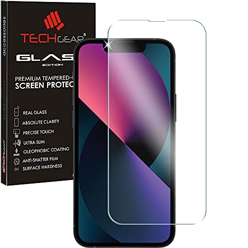 TECHGEAR Schutzfolie kompatibel mit iPhone 16e, iPhone 14, iPhone 13/13 Pro - Displayschutzfolie aus gehärtetem Glas [9H Härte] [Crystal Clarity] [Kratzfest] [Nein-Bläschen] von TECHGEAR