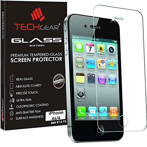 TECHGEAR Schutzfolie kompatibel mit iPhone 4s, iPhone 4 - Schutzfolie Glas Anti-Kratzer Schutzabdeckung kompatibel mit iPhone 4s, iPhone 4 TECHGEAR Schutzfolie kompatibel mit iPhone 4s, iPhone 4 - Schutzfolie Glas Anti-Kratzer Schutzabdeckung kompatibel mit iPhone 4s, iPhone 4 von TECHGEAR