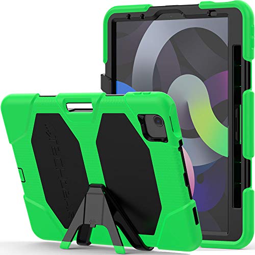 TECHGEAR Schutzhülle Designed für iPad Air 5, Air 4 (2022/2020 5. 4. Generation) Robuste hülle Design Stoßfester Panzer Überleben mit abnehmbaren Ständer Schule, Kinder Bauunternehmer hülle -Grün von TECHGEAR