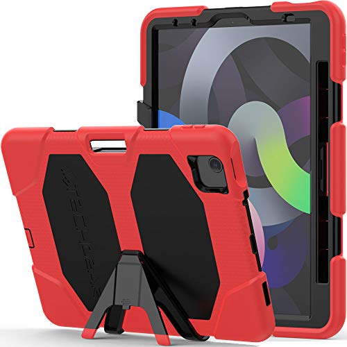 TECHGEAR Schutzhülle Designed für iPad Air 5, Air 4 (2022/2020 5. 4. Generation) Robuste hülle Design Stoßfester Panzer Überleben mit abnehmbaren Ständer Schule, Kinder Bauunternehmer hülle -Rot von TECHGEAR
