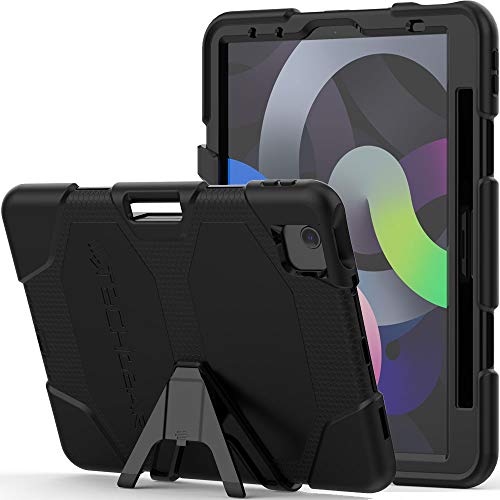 TECHGEAR Schutzhülle Designed für iPad Air 5, Air 4 (2022/2020 5. 4. Generation) Robuste hülle Design Stoßfester Panzer Überleben mit abnehmbaren Ständer Schule, Kinder Bauunternehmer hülle -Schwarz von TECHGEAR