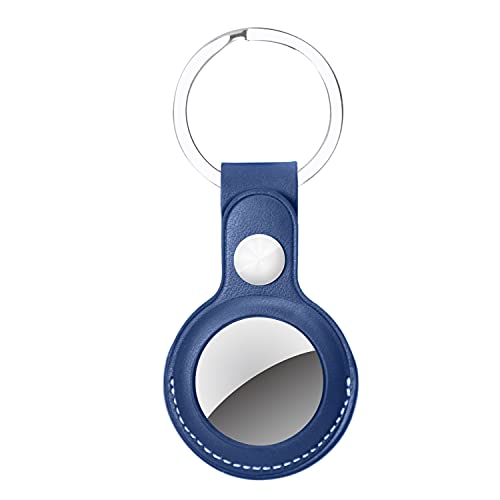 TECHGEAR Schutzhülle für AirTag 2021, PU Leder hülle AirTag GPS Tracker Halter mit Schlüsselanhänger, AirTag Cover für Schlüssel, Rucksäcke, Haustierfinder etc. Kompatibel mit Apple Airtags (Navy) von TECHGEAR