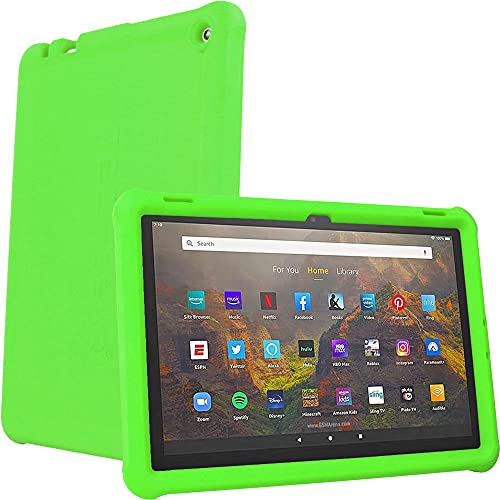 TECHGEAR Schutzhülle für Amazon Fire HD 10 Zoll / HD 10 Kids 13. Generation / 2023, robuste, stoßfeste, weiche Silikon-Schutzhülle mit Displayschutzfolie, Grün von TECHGEAR