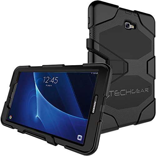 TECHGEAR Schutzhülle für Samsung Galaxy Tab A 10.1 Zoll 2016-2018 (SM-T580 Serie) Heavy Duty Robuste Schutzhülle Design mit abnehmbaren Ständer Schule, Kids, Bauunternehmer Fall - Schwarz von TECHGEAR