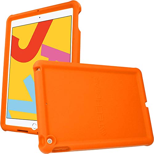 TECHGEAR Silikon Hülle für iPad 10.2 2021/2020/2019 (9. 8. 7. Generation) [Kinderfreundlich] Stark Schutzhülle Silikon Weicher Hülle Rutschfeste stoßfeste verstärkte Ecken + Displayschutzfolie, Orange von TECHGEAR