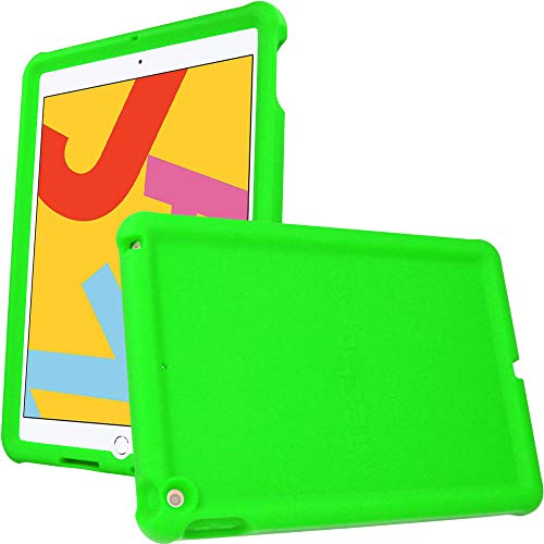 TECHGEAR Silikon Hülle für iPad 10.2 2021/2020/2019 (9. 8. 7. Generation) [Kinderfreundlich] Stark Schutzhülle Silikon Weicher Hülle rutschfeste stoßfeste verstärkte Ecken + Displayschutzfolie, Grün von TECHGEAR