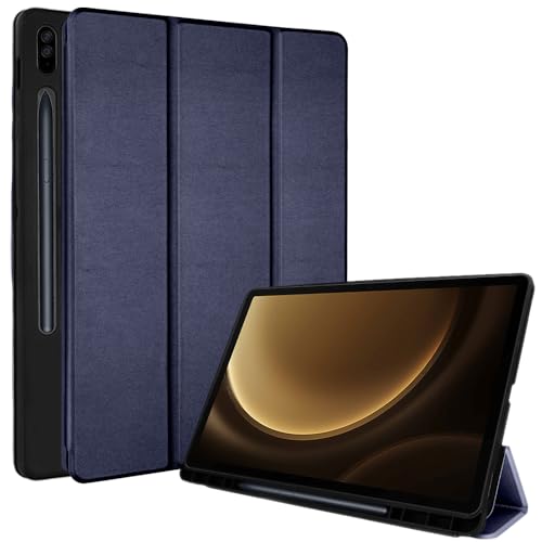 TECHGEAR Smart Case für Samsung Galaxy Tab S9 FE Plus (S9 FE+) 12,4 Zoll 2023 (SM-X610 / SM-X616) PU Leder Slim Smart Case Stand Cover mit Eckenschutz [Auto Wake/Sleep] Weiche TPU-Halterung - Blau von TECHGEAR