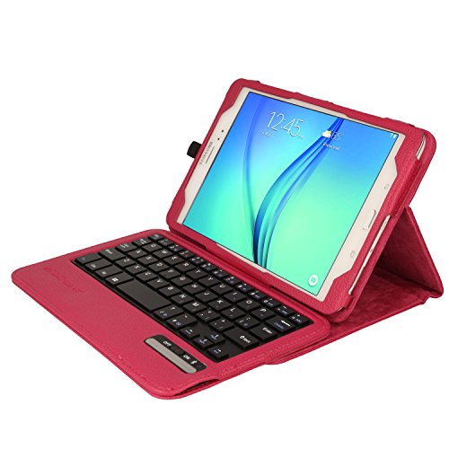 TECHGEAR Strike Folio, Schutzhülle für Samsung Galaxy Tab A 7 Zoll (17,8 cm) (SM-T280 Serie), PU-Leder, mit integrierter abnehmbarer Bluetooth-Tastatur und Ständer, Pink von TECHGEAR