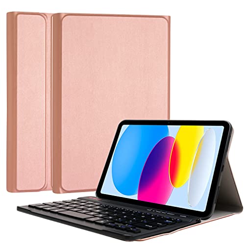 TECHGEAR Strike Folio Schutzhülle für iPad 10 11,9 Zoll (2022, 10. Generation), PU-Leder, Standfunktion mit abnehmbarer kabelloser Bluetooth-Tastatur (Roségold) von TECHGEAR