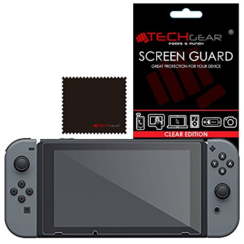 TECHGEAR Switch Schutzfolie, Ultra Klare Schutzfolie Displayschutz mit Reinigungstuch + Applikationskarte kompatibel mit Nintendo Switch von TECHGEAR