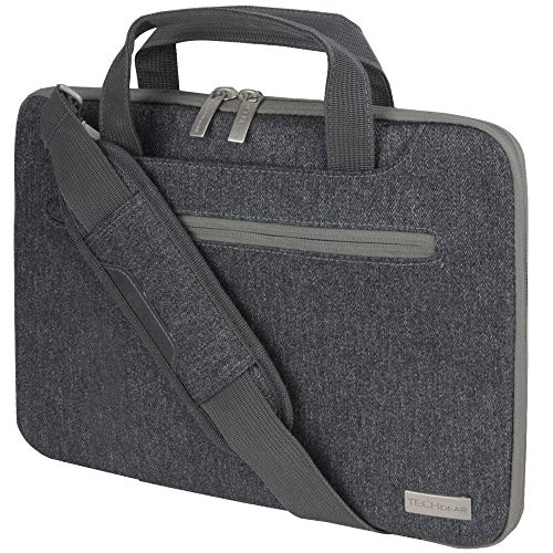 TECHGEAR Tasche für 11-12,3 Laptops - Tragbare Multifunktions Laptop hülle mit verstellbarem Schultergurt, Gepäckriemen und unterdrückbaren Griffen, Tragbarer Organizer Case mit Taschen - Grau von TECHGEAR