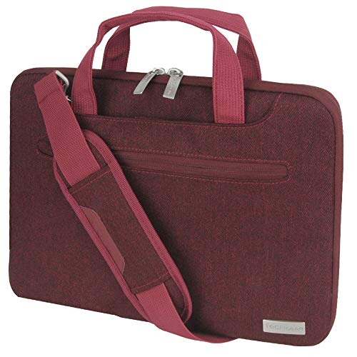 TECHGEAR Tasche für 11-12,3 Laptops - Tragbare Multifunktions Laptop hülle mit verstellbarem Schultergurt, Gepäckriemen und unterdrückbaren Griffen, Tragbarer Organizer Case mit Taschen - Rot von TECHGEAR