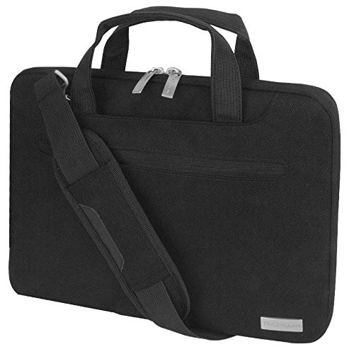 TECHGEAR Tasche für 11-12,3 Laptops - Tragbare Multifunktions Laptop hülle mit verstellbarem Schultergurt, Gepäckriemen und unterdrückbaren Griffen, Tragbarer Organizer Case mit Taschen - Schwarz von TECHGEAR