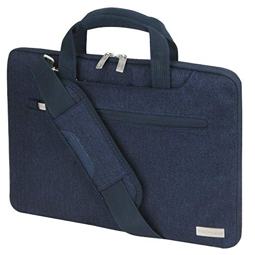 TECHGEAR Tasche für 12,8-13,3 Laptops - Tragbare Multifunktions Laptop hülle mit verstellbarem Schultergurt, Gepäckriemen und unterdrückbaren Griffen, Tragbarer Organizer Case mit Taschen - Blau von TECHGEAR