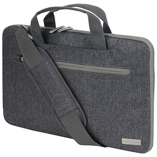 TECHGEAR Tasche für 12,8-13,3 Laptops - Tragbare Multifunktions Laptop hülle mit verstellbarem Schultergurt, Gepäckriemen und unterdrückbaren Griffen, Tragbarer Organizer Case mit Taschen - Grau von TECHGEAR