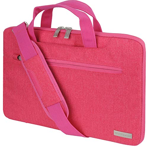 TECHGEAR Tasche für 12,8-13,3 Laptops - Tragbare Multifunktions Laptop hülle mit verstellbarem Schultergurt, Gepäckriemen und unterdrückbaren Griffen, Tragbarer Organizer Case mit Taschen - Rose von TECHGEAR