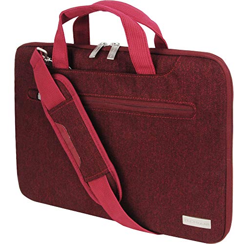 TECHGEAR Tasche für 12,8-13,3 Laptops - Tragbare Multifunktions Laptop hülle mit verstellbarem Schultergurt, Gepäckriemen und unterdrückbaren Griffen, Tragbarer Organizer Case mit Taschen - Rot von TECHGEAR