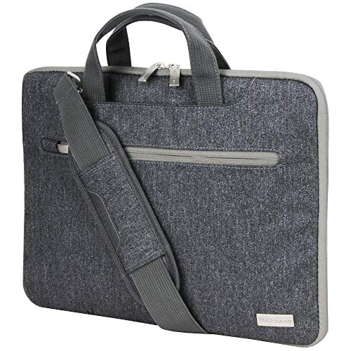 TECHGEAR Tasche für 14-14,6 Laptops - Tragbare Multifunktions Laptop hülle mit verstellbarem Schultergurt, Gepäckriemen und unterdrückbaren Griffen, Tragbarer Organizer Case mit Taschen - Grau von TECHGEAR