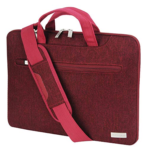 TECHGEAR Tasche für 14-14,6 Laptops - Tragbare Multifunktions Laptop hülle mit verstellbarem Schultergurt, Gepäckriemen und unterdrückbaren Griffen, Tragbarer Organizer Case mit Taschen - Rot von TECHGEAR