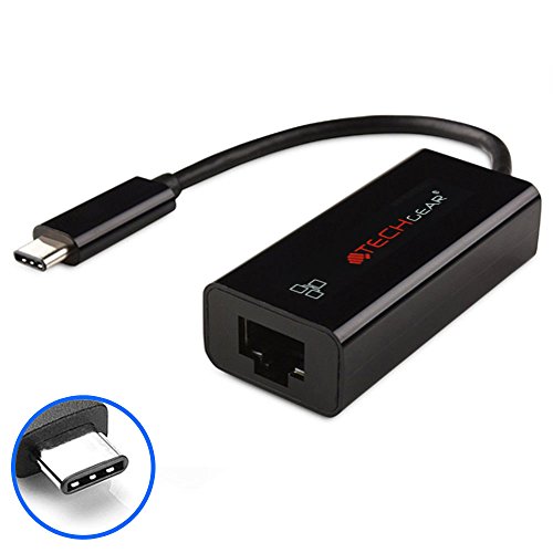 TECHGEAR Typ C USB 3.1 to RJ45 Gigabit Ethernet LAN Netzwerk Adapter – für USB Typ C Geräten, einschließlich das Neue MacBook, Chromebook Pixel und mehr - Schwarz von TECHGEAR