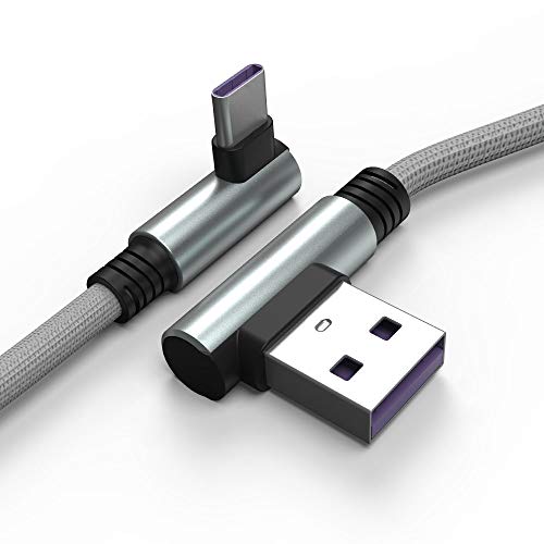 TECHGEAR USB C kabel, [1M] USB C 90 Grad rechtwinkliges kabel passt Huawei P40 Pro/Lite P30, P30 Pro/Lite, P20, P20 Pro, P10 Plus, P9, Mate 20 Pro, Honor 90, usw von TECHGEAR