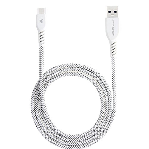 TECHGEAR USB C Kabel 1 Meter Typ C Geflochtene Ladekabel und Synchronisation Kabel Kompatible mit Samsung Tab A9/A9 Plus 11, Tab A8 10.5, Tab A7, S6 Lite, Tab S7 S8 S9 FE/Plus/Ultra - Weiß von TECHGEAR